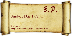 Benkovits Pál névjegykártya